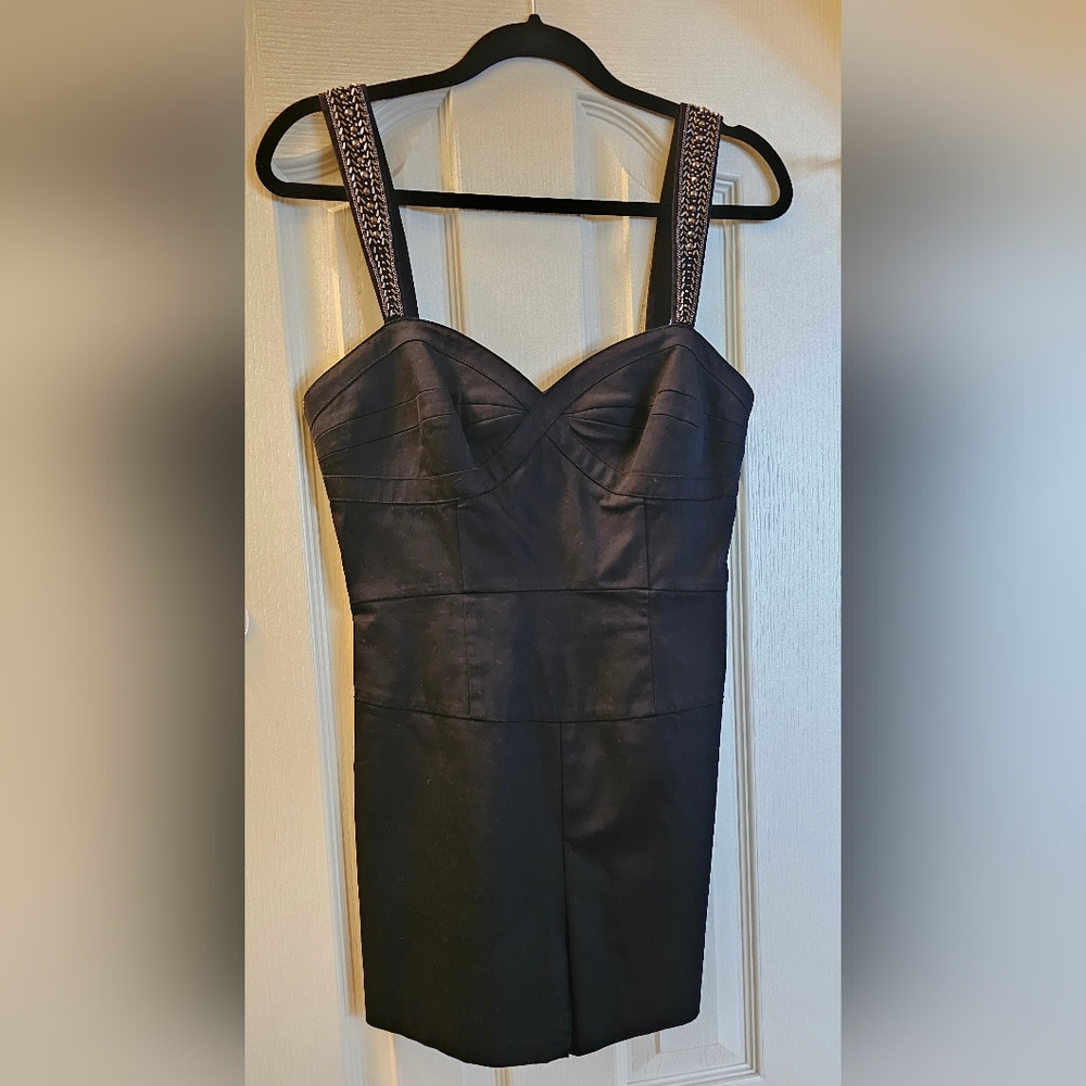 Black bebe Sleeveless Romper Embellished Straps